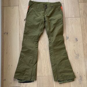 Burton Olive Green Cargo Snow Pants with Orange Accents